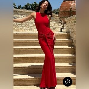 Red rouched long dress from Club London. Size 6. Worn once